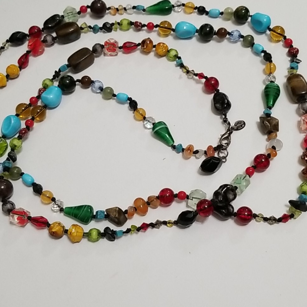 Cookie lee very long multi color beaded necklace